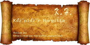 Káplár Hargitta névjegykártya